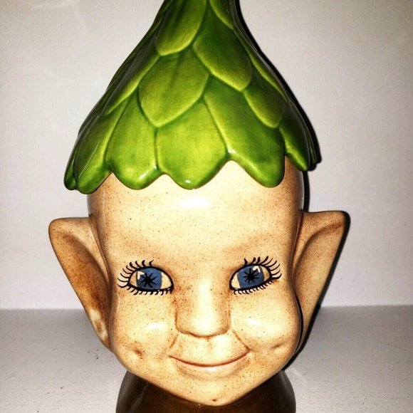 Rare Vintage Elf Pixie Head Cookie Jars Collectibles - Picture 1 of 7